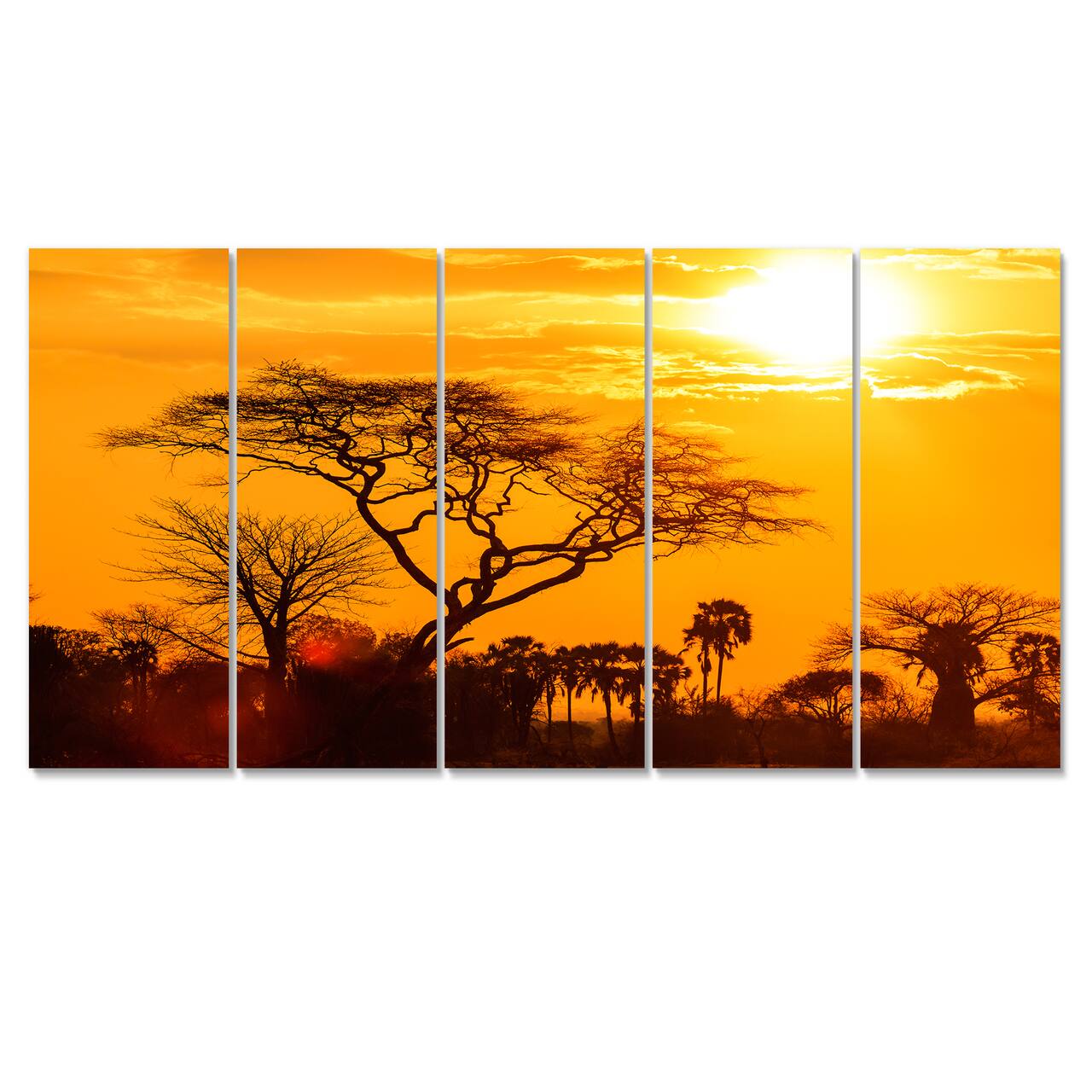 Designart - Orange Glow of African Sunset - Extra Large Wall Art Landscape